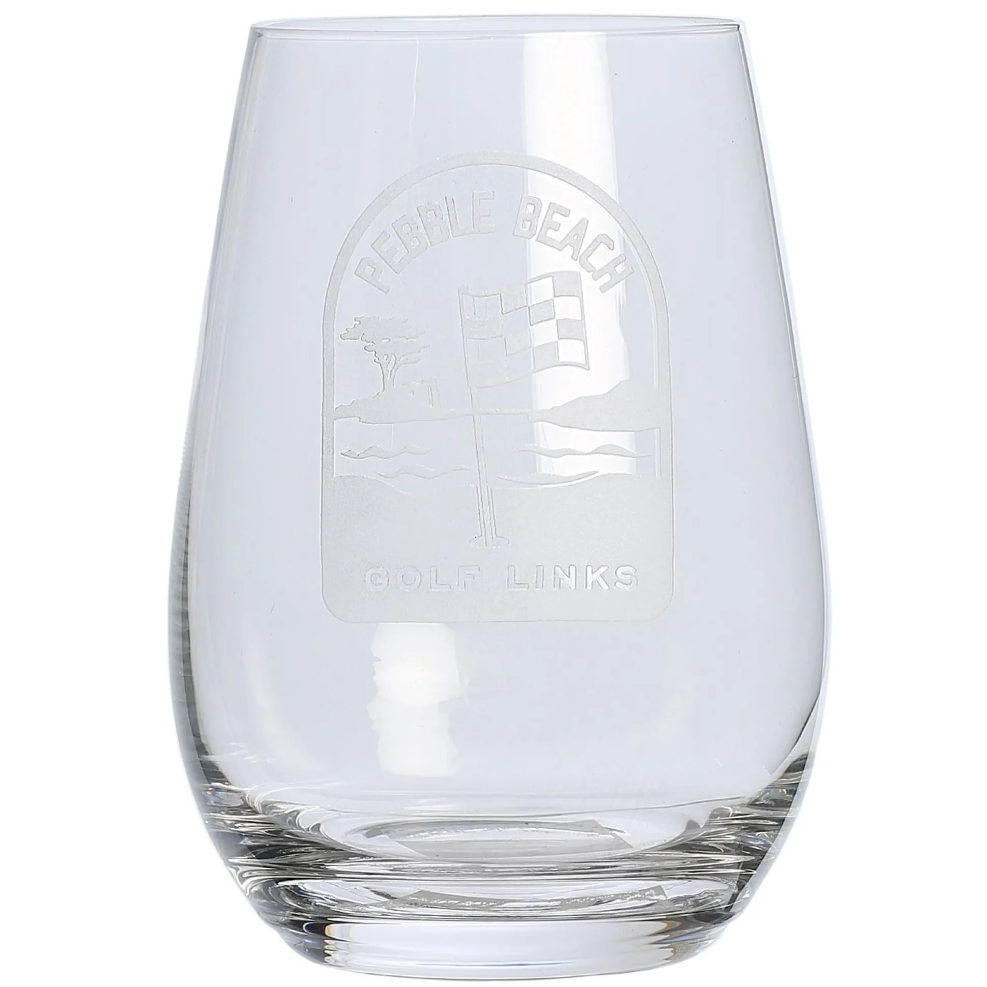 Pebble Beach Pin Flag Scene Stemless Wine Glass