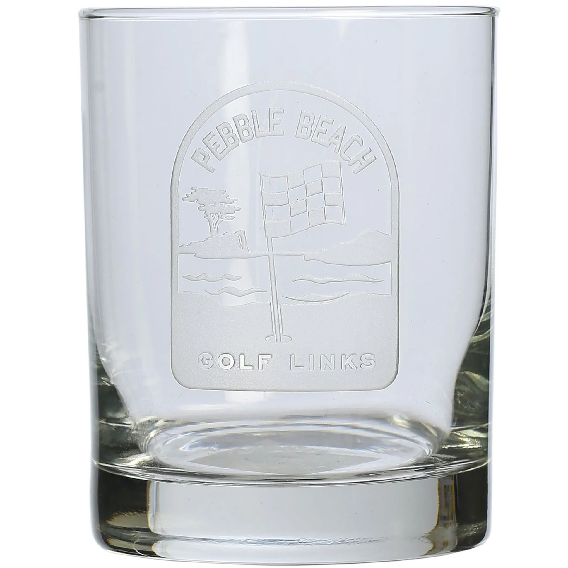 Pebble Beach Pin Flag Scene Rocks Glass