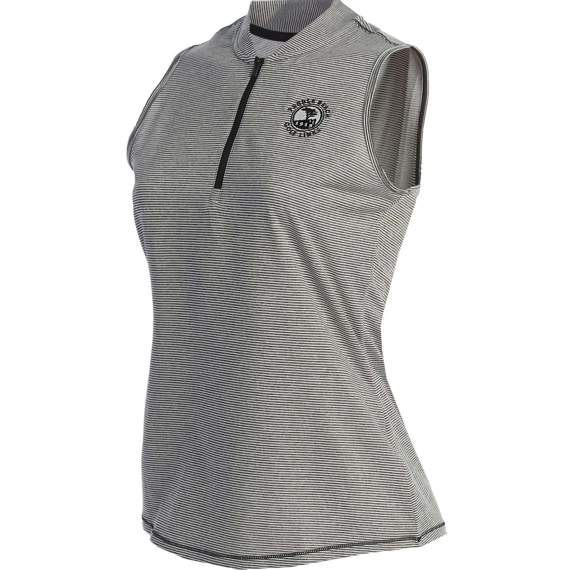 Pebble Beach Women's Sleeveless 1/2 Zip Stripe Polo By Adidas